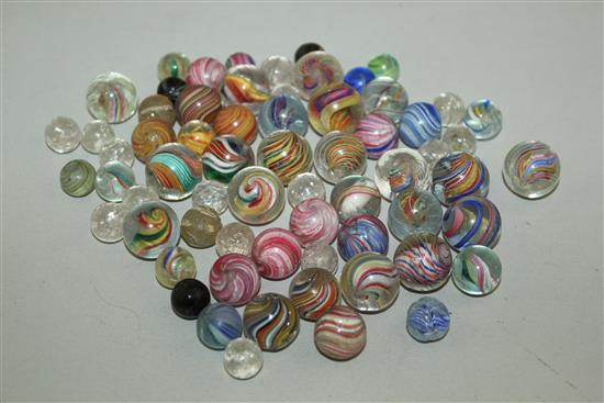 A collection of various Victorian marbles, largest 0.75in.